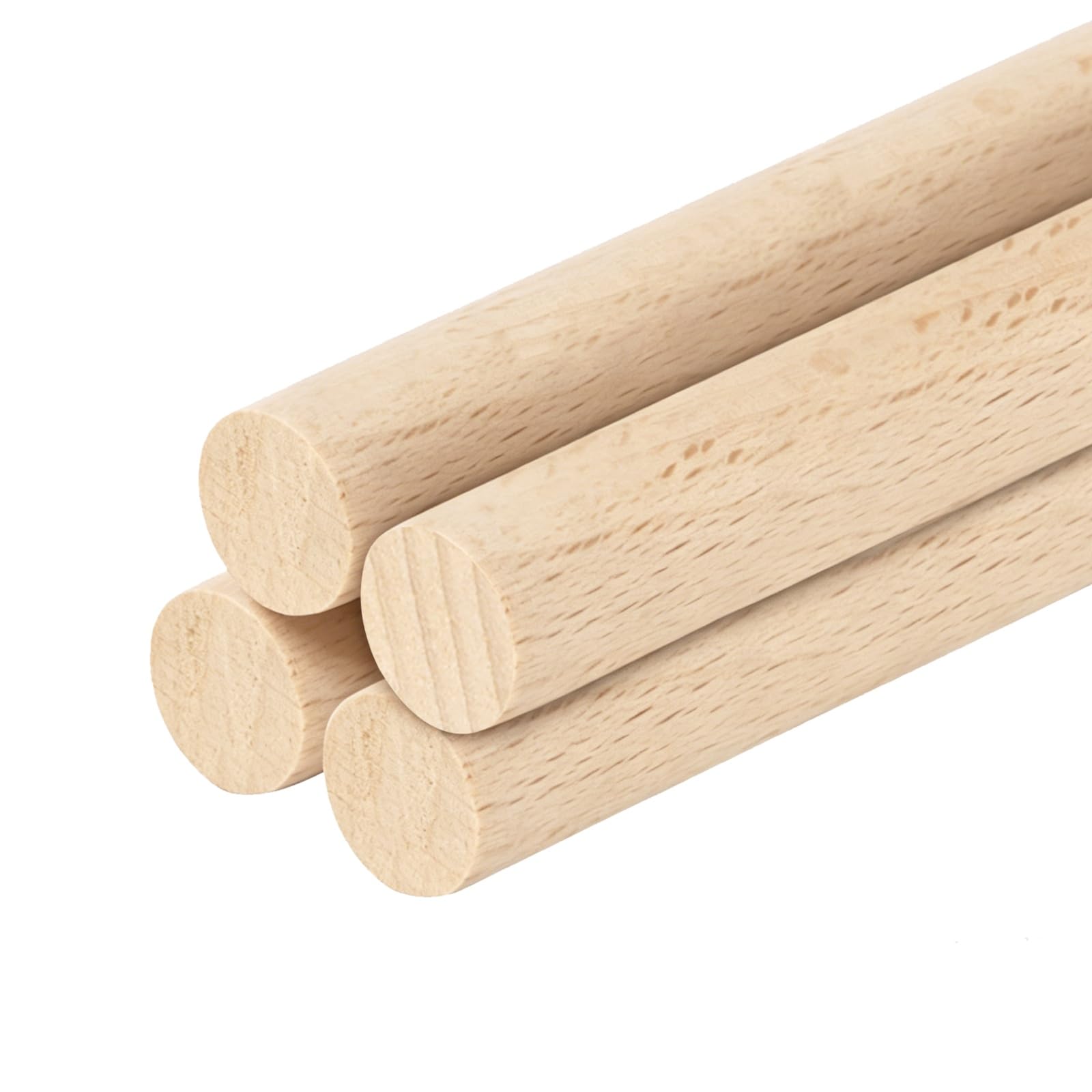 sourcing map Wooden Dowel Rods,20mmx400mm Round Wooden Rod Unfinished Solid Wood Sticks Crafts Wand for Arts Decoration, Craft and DIY Projects Wand,Pack of 4