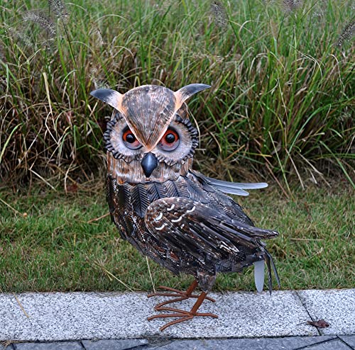 Statue de hibou en métal pour décoration de jardin et art de cour extérieur