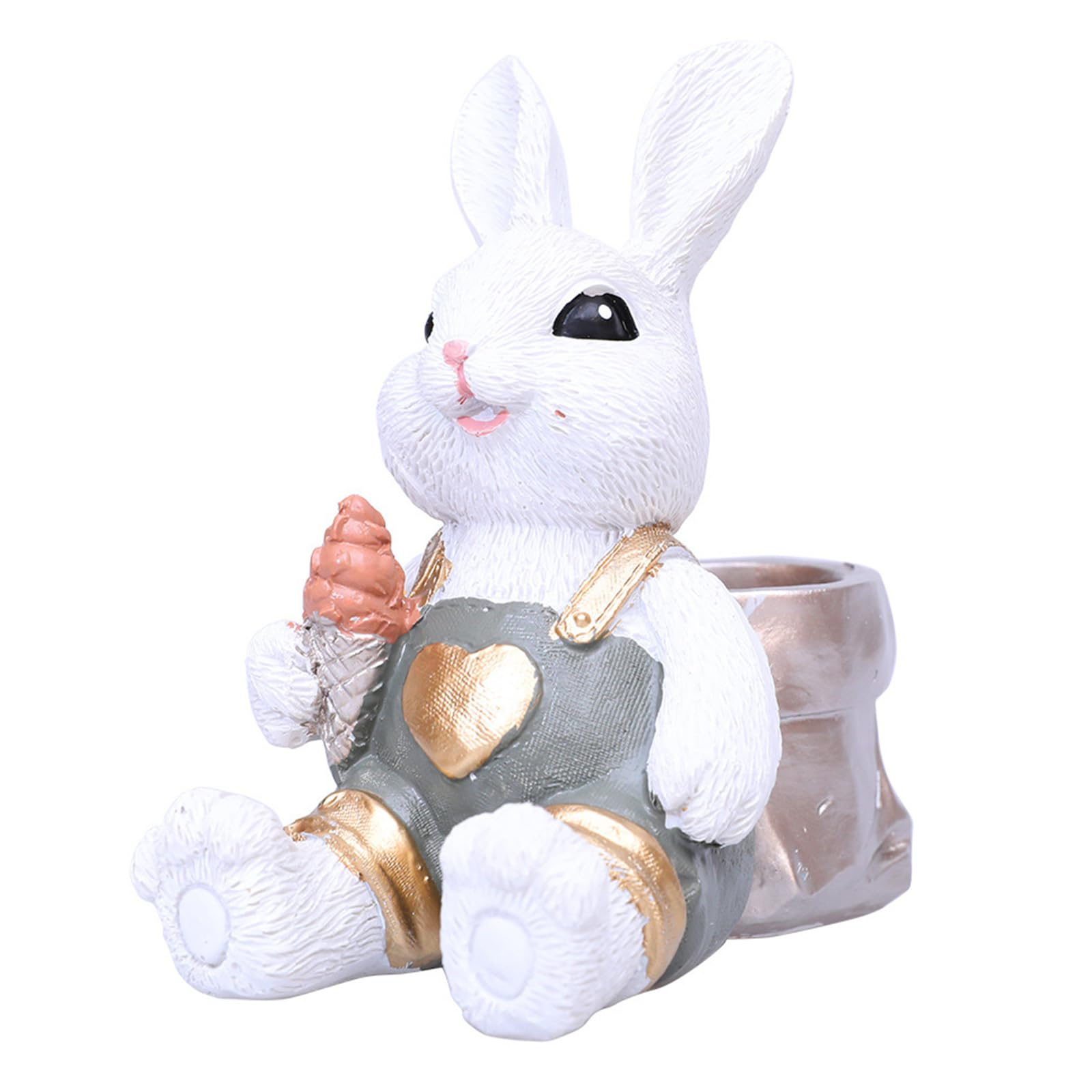 Easter Bunny Carrying Basket Small Succulent Planter Indoor Flower Pot Rabbit Sculpture Resin Bonsai Container Basket Ornament