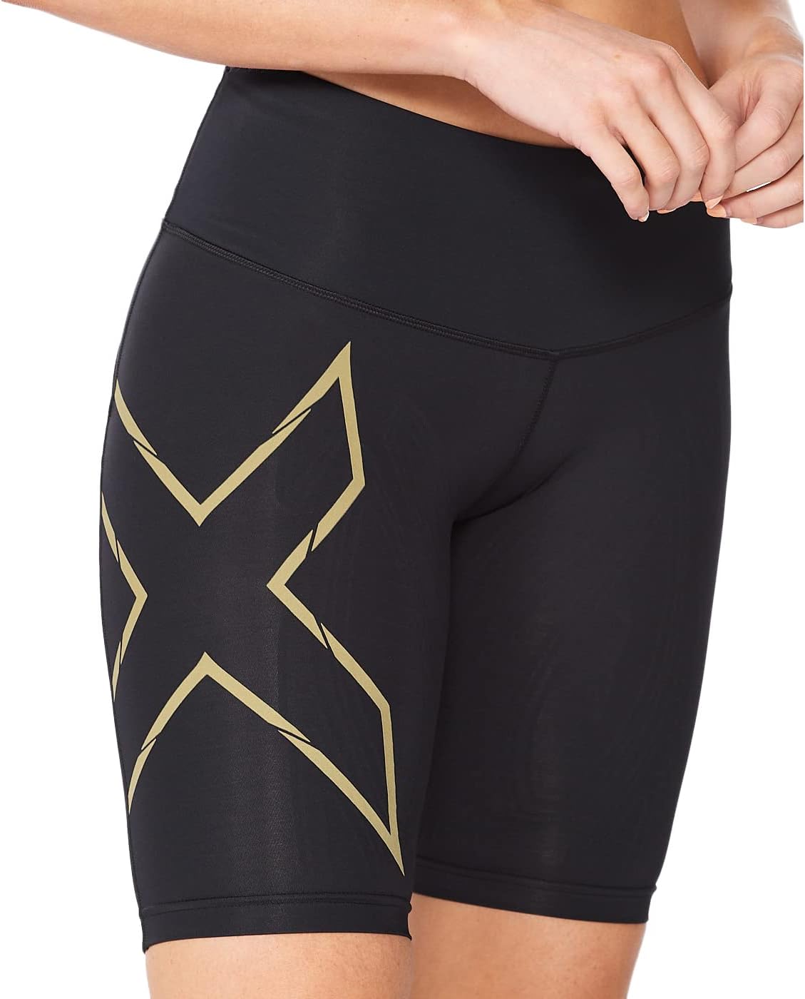 2XU Light Speed Mid-Rise Compression Shorts Black/Gold Reflective MD