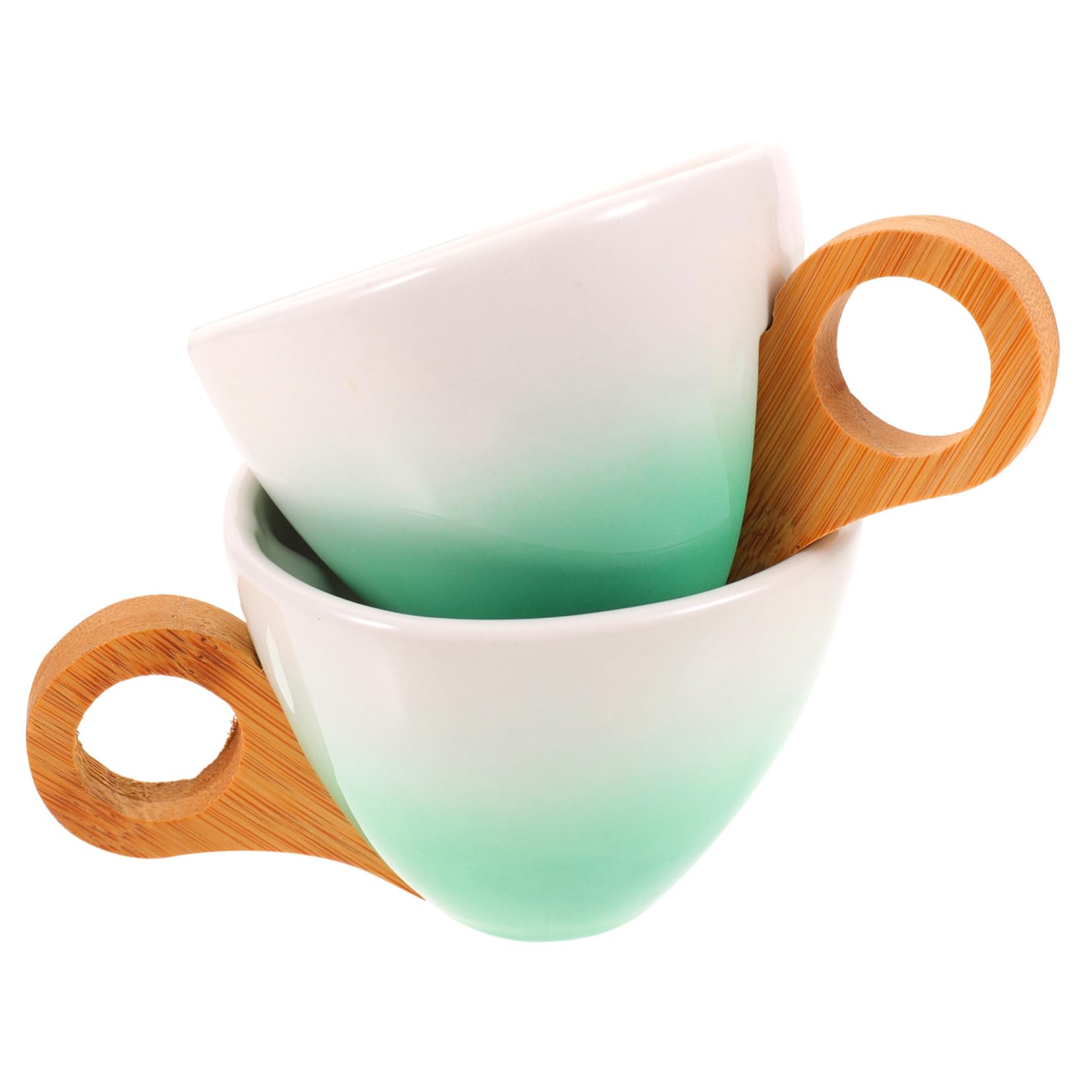 Tasses à Café Expresso en Céramique Verte Dégradée 200ml HEMOTON Lot de 2