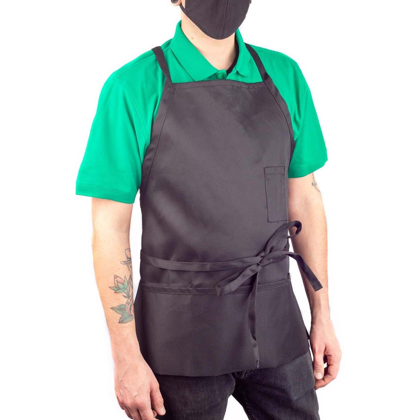 KNG 6 Pack - 4 Pocket Cross Strap Bib Apron, Orange