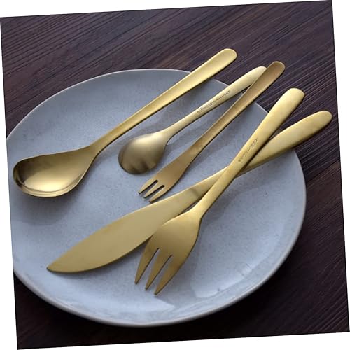 Miniatura 3 de jojofuny Utensilios elegantes de acero inoxidable 5pcs cena rebanada tenedor cuchara cubiertos reutilizables