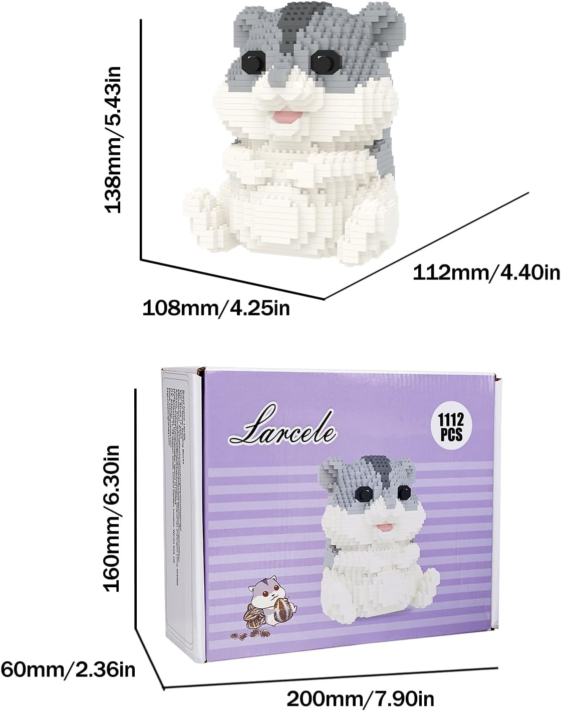 Larcele Micro Hamster Building Blocks Set, DIY Mini Building Toy Bricks for Age Over 12 Years, 1112 Pieces DZJM-01