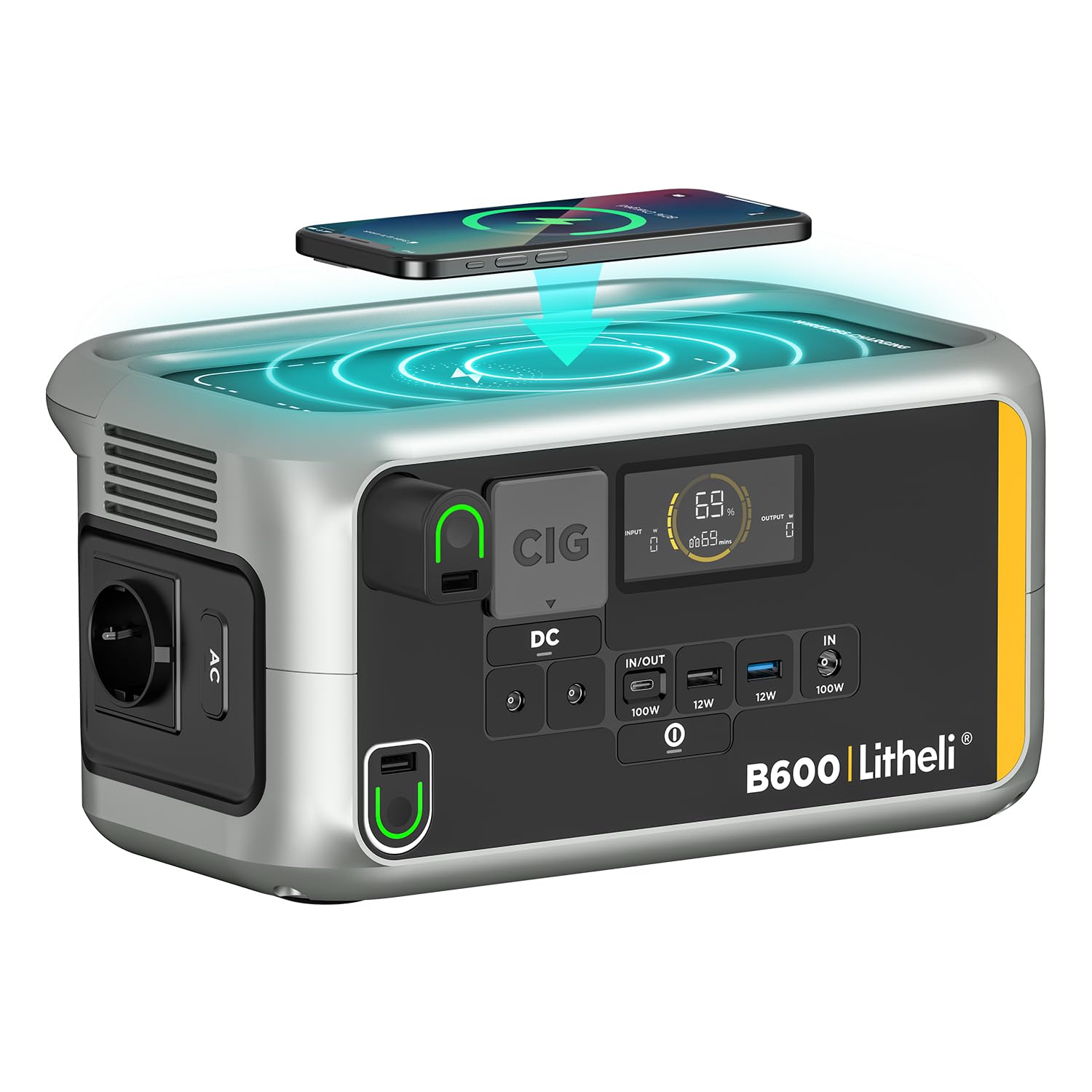 ぴいえす⭐️新品Litheli ポータブル電源 B600 & 100Wソーラ Litheli Portable Power Station B600, 594 Wh Power Supply