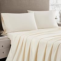 Vista 17 de Linen Closet Sábana bajera ajustable de 100% algodón solamente - Tamaño Full, azul - Tejido de percal nítido, fresco y transpirable, bolsillo