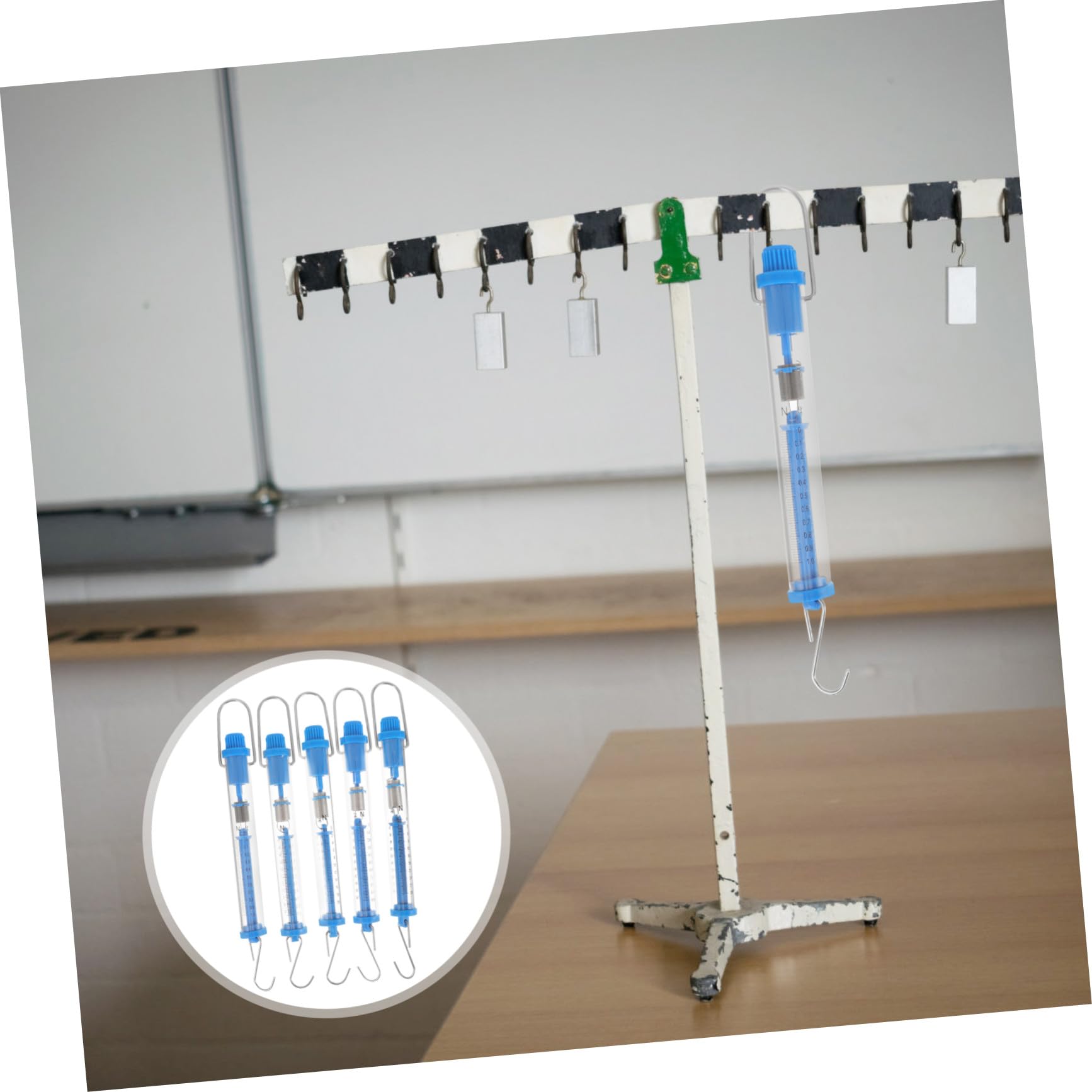 5 Stück Wissenschaftliche Federwaagen für Experiment mit Stabilem Edelstahlhaken und Kunststoffröhre Geeignet für Klassenzimmer und Labor 1n bis 30n Skala