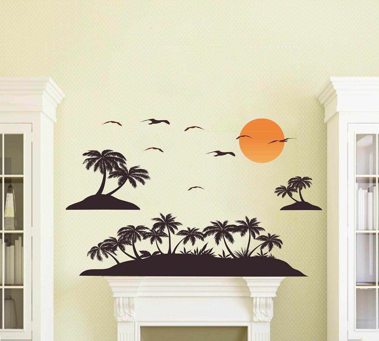 Wallbook Palm Island Wall Sticker | Wall Stickers for Home, Kitchen, Office, Bedroom & Living Room (64 x 93 cms)