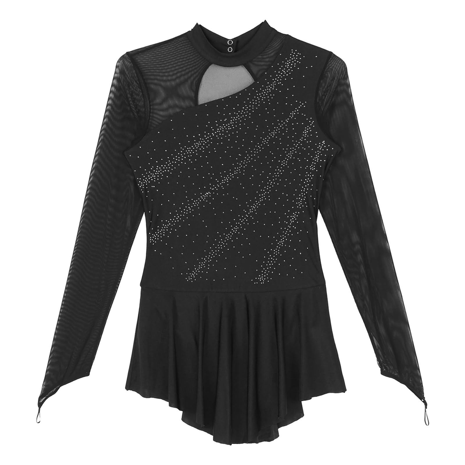 Vestido de Patinaje Artístico Vestido de ballet for mujer, de manga larga, con purpurina y diamantes de imitación, for patinaje artístico, danza, malla de retazos, gimnasia, danza lírica.