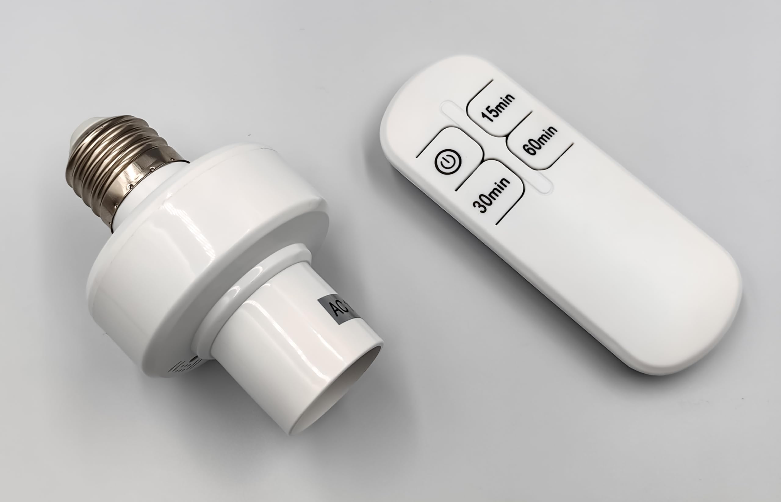 Remote Control Light Bulb Socket, E26/E27 Screw in Adapter and 15/30/60 Min Timer for Closet, Garage, Basemen