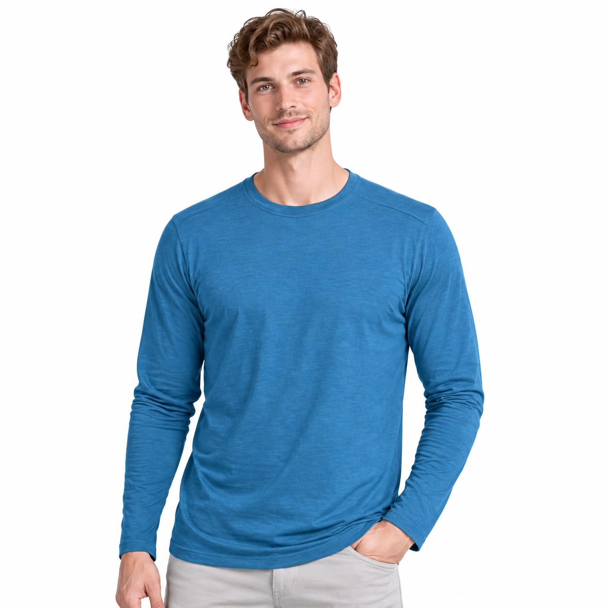 mens merino wool bamboo polyester full sleeve thermal tops