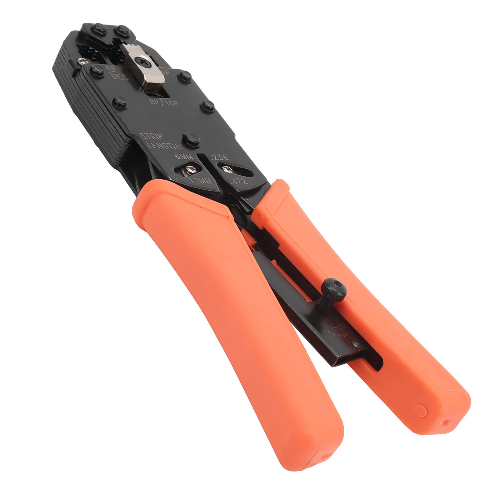 Pinza per crimpare in acciaio ad alto tenore di carbonio, strumento manuale per la crimpatura dei cavi, con design ergonomico a cricchetto e porte 8P/6P/4P per connettori di