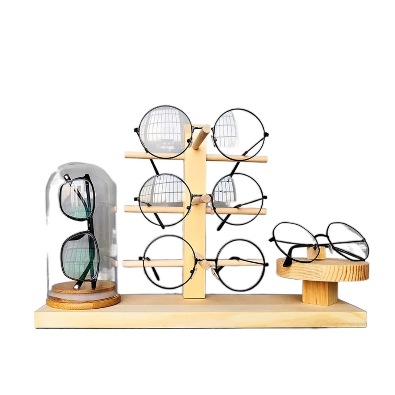 Soporte de Exhibición de Gafas de Sol Gafas de Madera Mostrar Soporte Gafas de Sol Showcase Display Decoration Gafas Creativas Mesa de Vidrio para Negocios y Exhibición en Hogar o Tienda