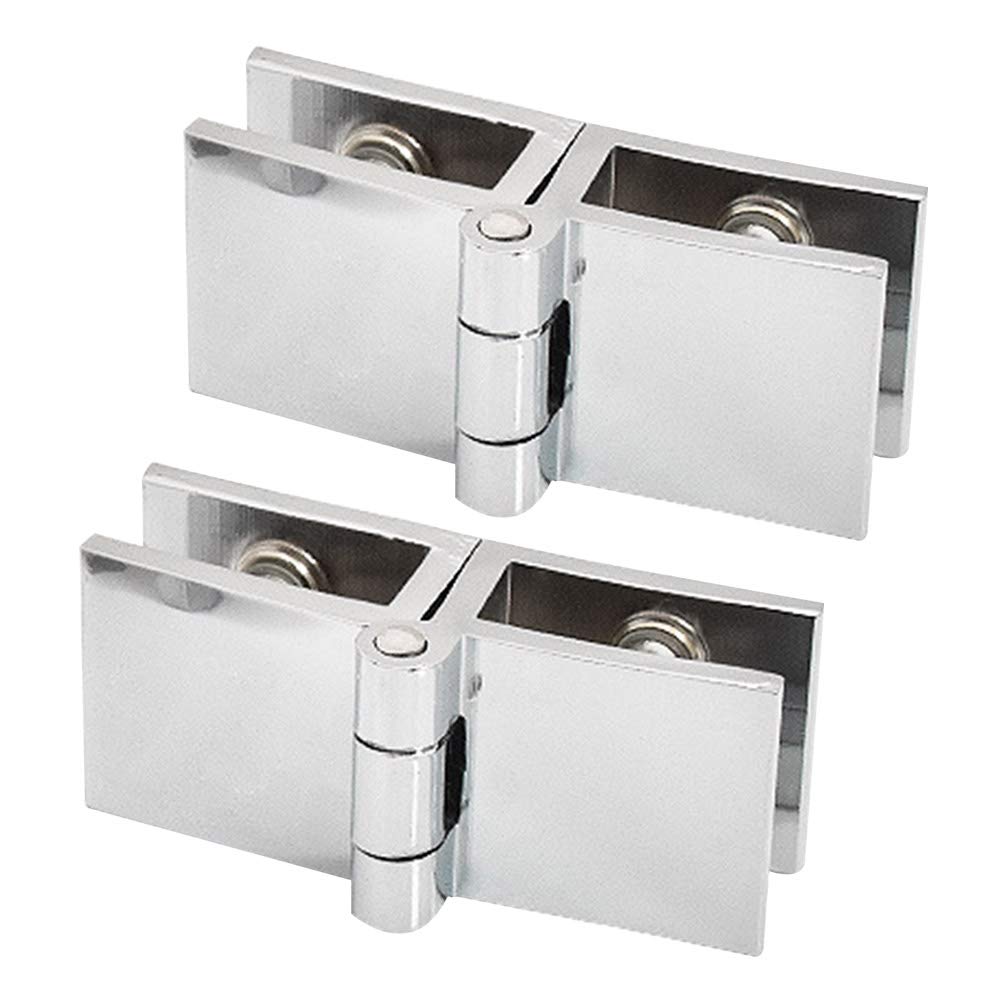 Fiacvrs As Seen In The Picture Zinc Hinge For 5-8Mm Glass, Wall-To-Glass Clamps Cabinet Bathroom Bilateral Clip Fixing Clip Without Drilling (2Pcs/180 Degree Bilateral)
