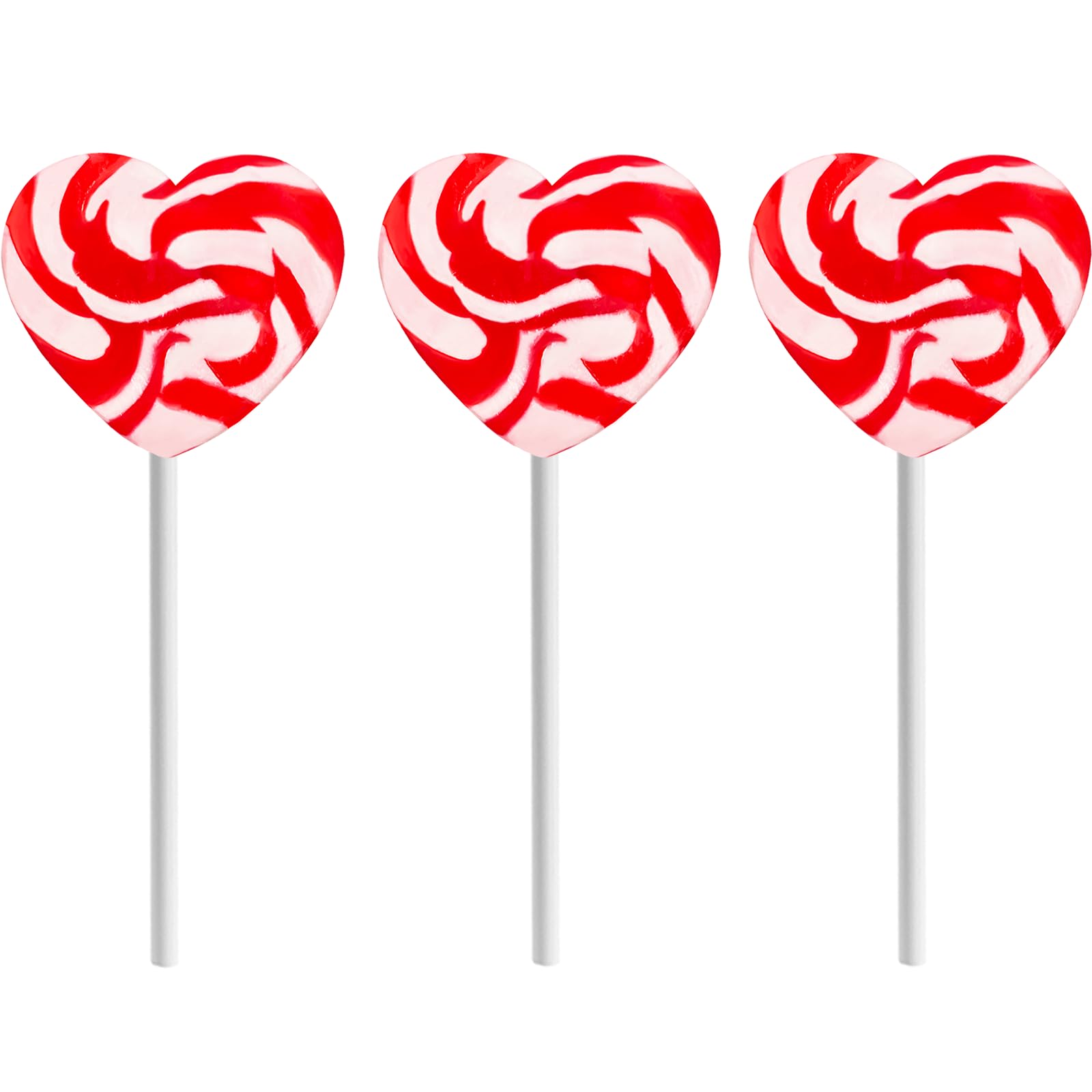 FruidlesSwirl Lollipop Heart Design, Party Bag Fillers, Individually Wrapped (12-Pack, Red & White Heart Lollipops)