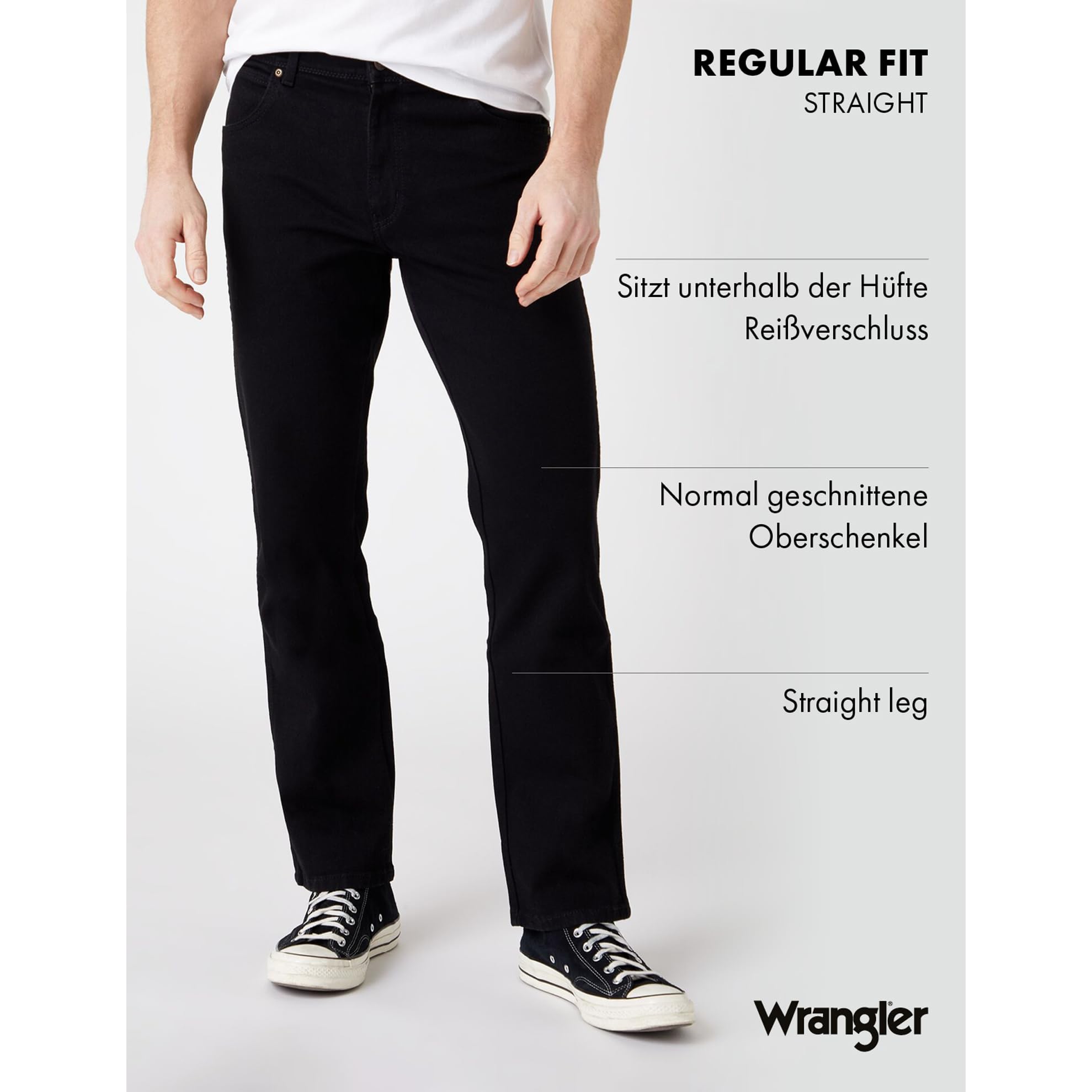 Wrangler Herren Jeans Regular - Mid Waist - Regular Fit - Schwarz W30-W44