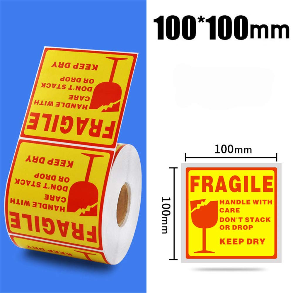 500/1000pcs Pegatinas frágiles Etiquetas adhesivas fuertes Etiquetas de advertencia Etiquetas de envío Paquete - Manija con cuidado, frágil