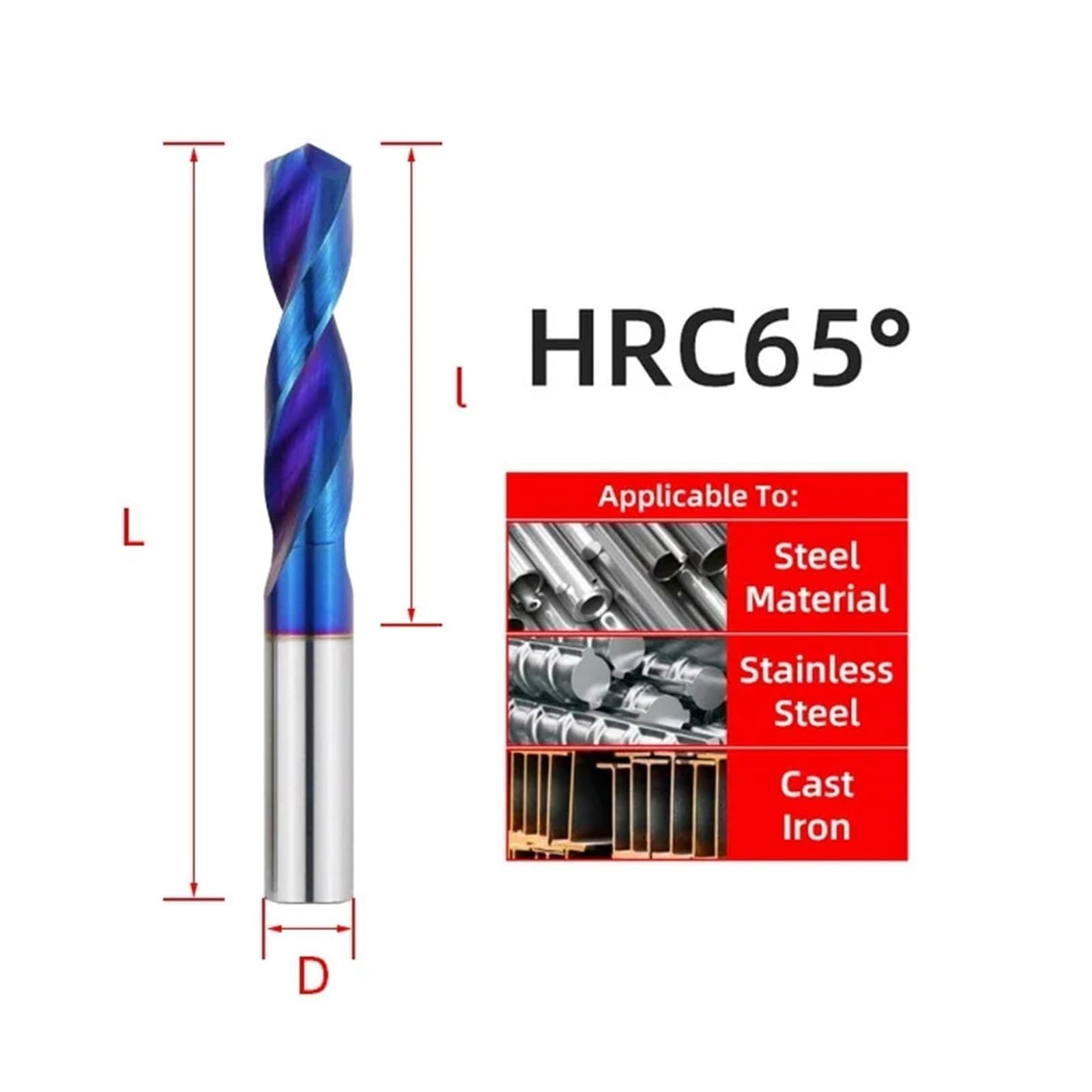 Wiertła z węglika spiekanego, 65° CNC, wiertła kręte z twardego metalu, wolframu, 1,0-20,0 mm, kompletny zestaw do obróbki metalu, tokarki i frezarki(6.3mm)