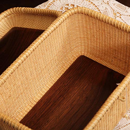 Teng Tian Nantucket Baskets Rectangular Handwoven Rattan Storage Basket Set With Lid For Shelves And Home Organizer Bins (L) #TOP6
