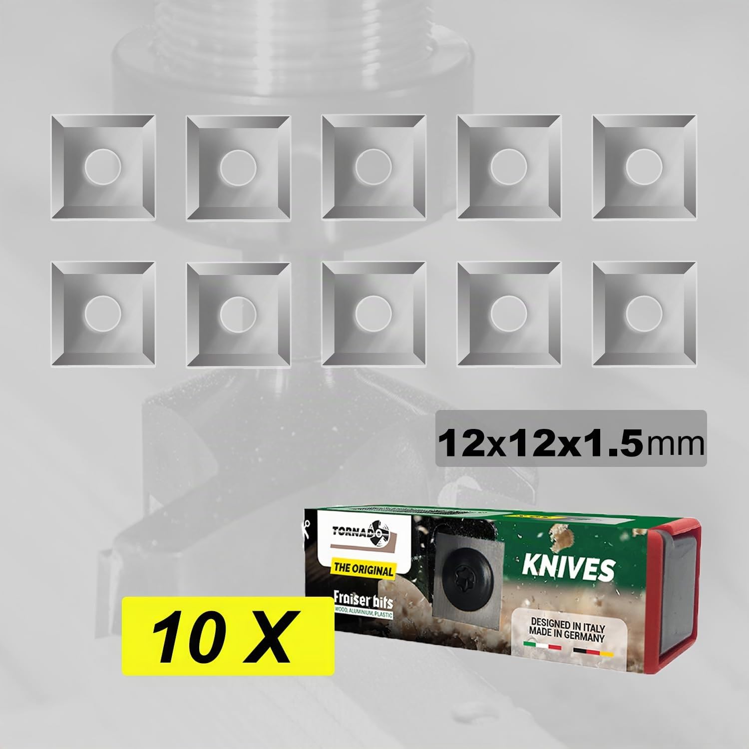 Fraiser Hartmetall-Wendeplatten (HM/Widia) für Planfräser Tornado - 10 Stück (12x12 mm)