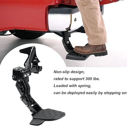 Miniatura 2 de SSFL - Repuesto de escalón de cama trasera para Dodge Ram 1500 DT 2019-2021 escape doble (estilo de carrocería) Paso de parachoques retráctil