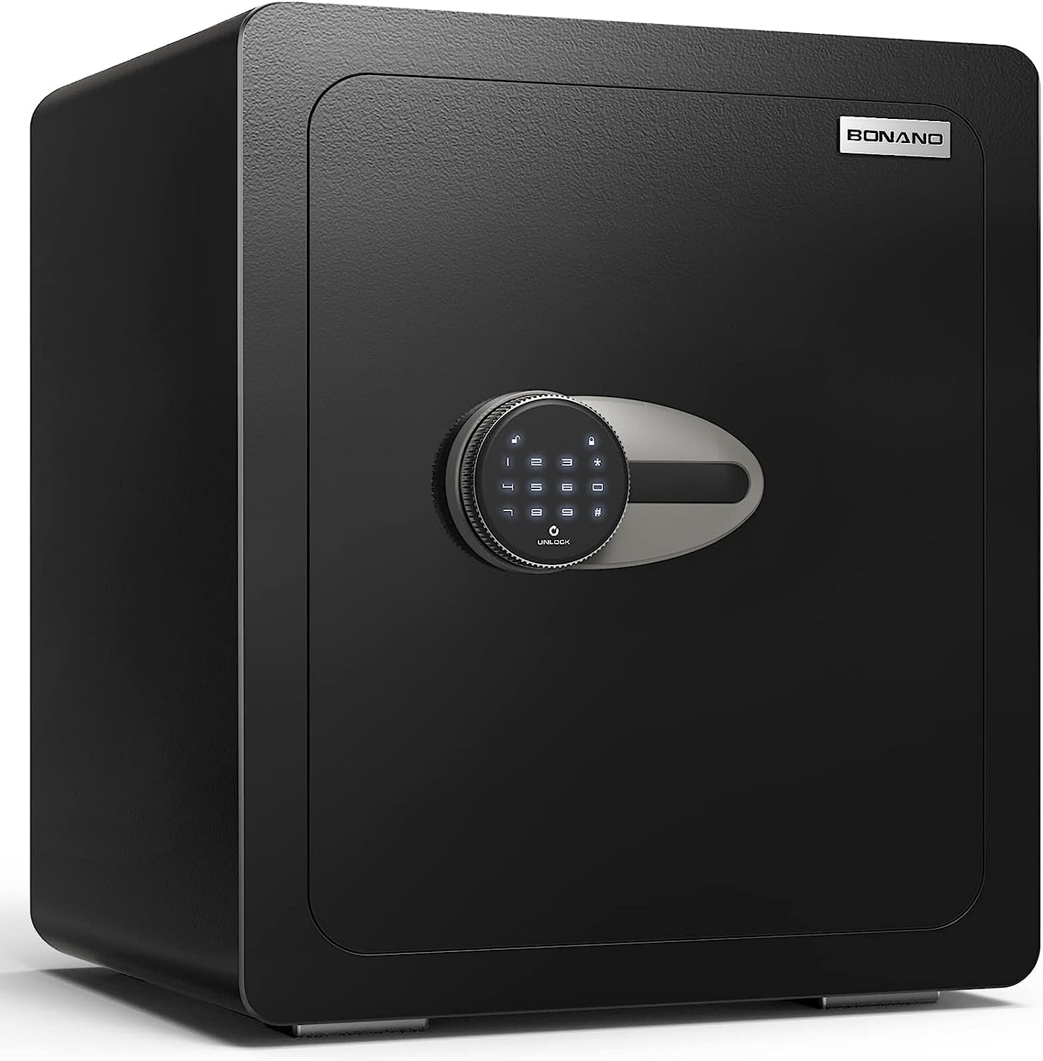 BONANO Fireproof Safe Box, 2.0 Cub Home Safe Fireproof Waterproof with Mute Function & Touch Screen Keypad, Money Safe with Removable Shelf & Led Light, Wall or Floor Mounting Safe for Home Office BLACK