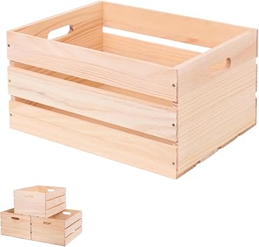 Large Wood Crates for Storage decor Display , Wooden Crate Holds to 50 Lb