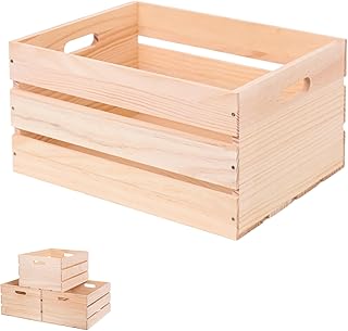 1 Pieces Large Pine Wood Crates For Storage,unfinished natural wooden crate, can hold up to 50 pounds storage crate
