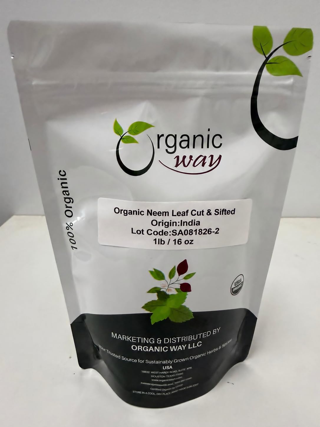Orgaaniline tee Neem Leaf lõigatud ja sõelutud | Taimne tee | Premium Neem Leaf | USDA sertifitseeritud | Non GMO & Gluten Free | Origin - India (16 oz - 1 lbs)