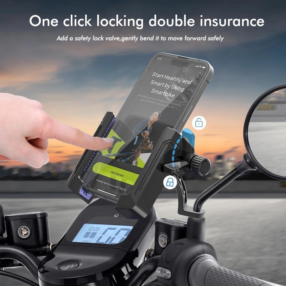Supporto Telefono Bici Moto Universale Bracket GPS Per Smartphone Montaggio A Specchio Per 4-7 Pollici(NERO)