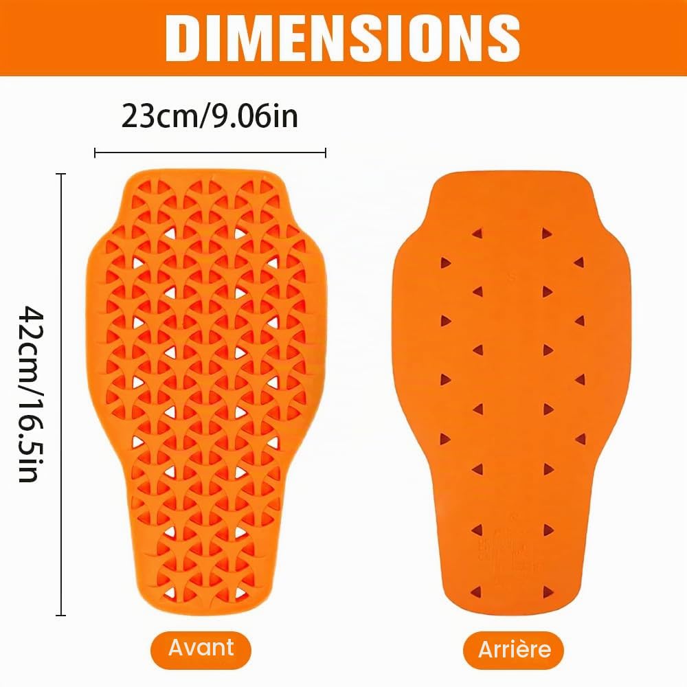 Protection Dorsale pour Moto, Protection Dorsale de Moto Amovible, Insert de Protections Dorsale 42 x 23 cm, Haute Sécurité Certifiée CE Dorsale Motos pour VTT et Motos, Adulte Unisexe