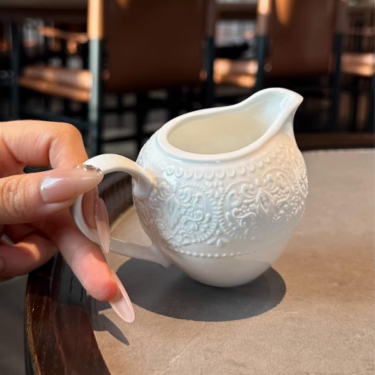 Sosjerka Retro Wzór Relief Ceramiczny Popołudniowa Herbata Kawa Mleko Dzbanek Kubek Do Mleka Sosjerka Porcelana Sosjerka