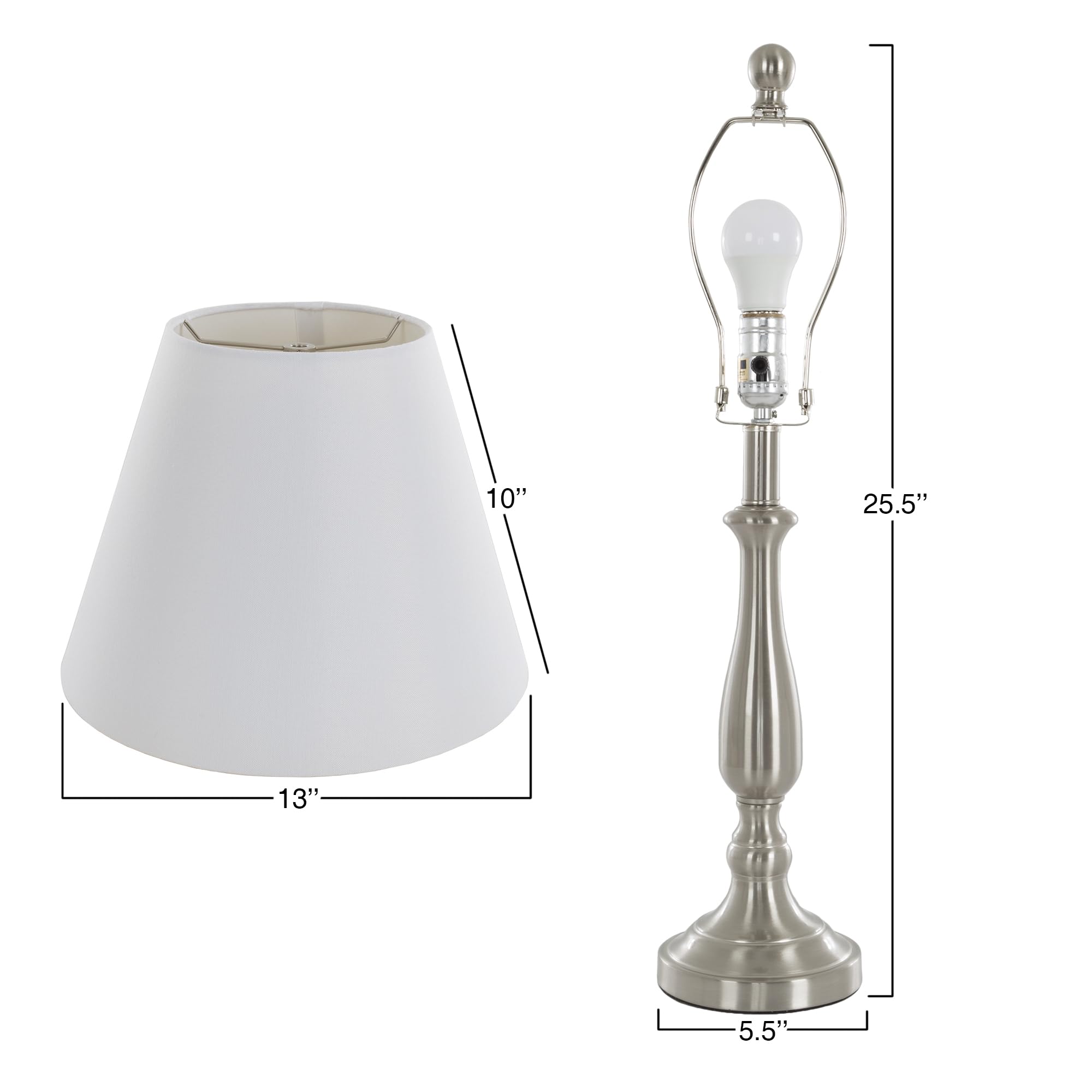 Juego de iluminación para el hogar de 3 piezas, paquete a juego con 2 lámparas de mesa y 1 lámpara de pie para decoración del hogar y la oficina (plateado) 2
