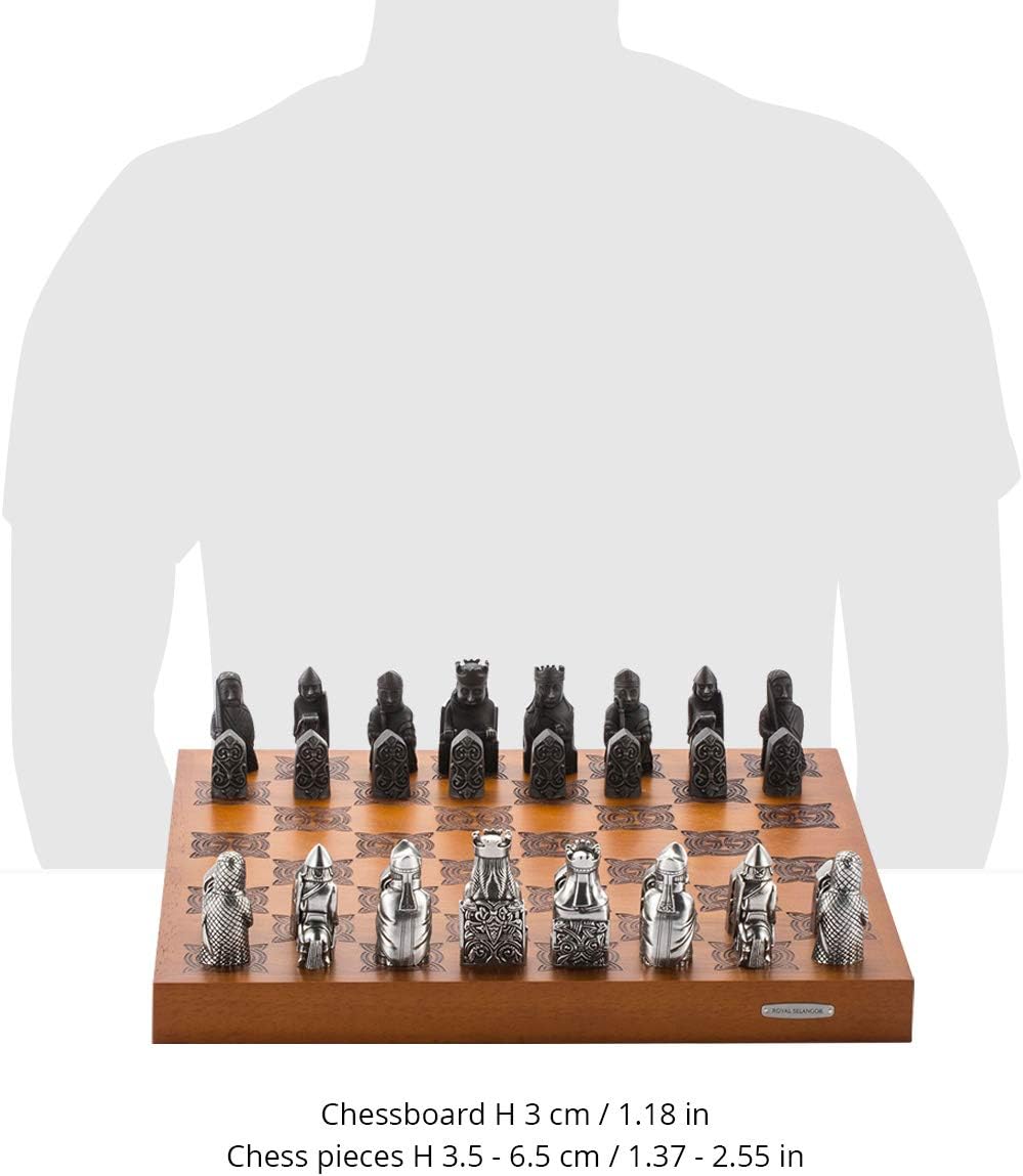 Royal Selangor Hand Finished The British Museum Collection Pewter Lewis Chess Set Gift