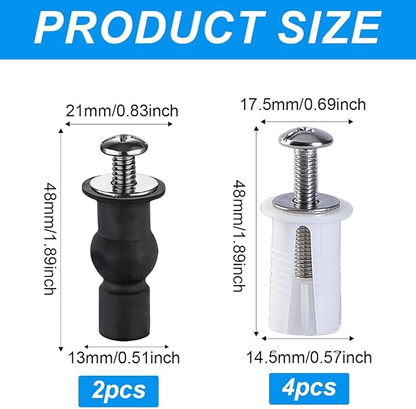 Fissaggi Tavoletta WC,6 Pezzi Fissaggi WC Sedile,Accessori per Sedile,Fissaggio Vite per Sediles,Fissaggio Dado di Gomma per Fissare Tavoletta - 5