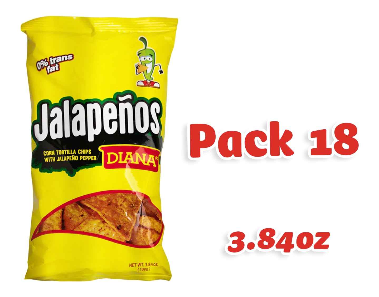 Diana Jalapeño Tortilla Chips 3.84oz (Pack of 18)