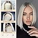 21AE Ombre Platinum Blonde Wig Human Hair with Dark Roots 10 Inch Straight Bob Ash Blonde Lace Front Wigs for White Women 13x4 HD Lace Frontal Pre plucked 150% Density