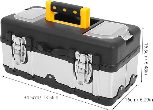 Miniatura 2 de NUOBESTY Caja de herramientas de acero inoxidable, portátil, caja de almacenamiento de herramientas, ligera, resistente a la intemperie, para uso al