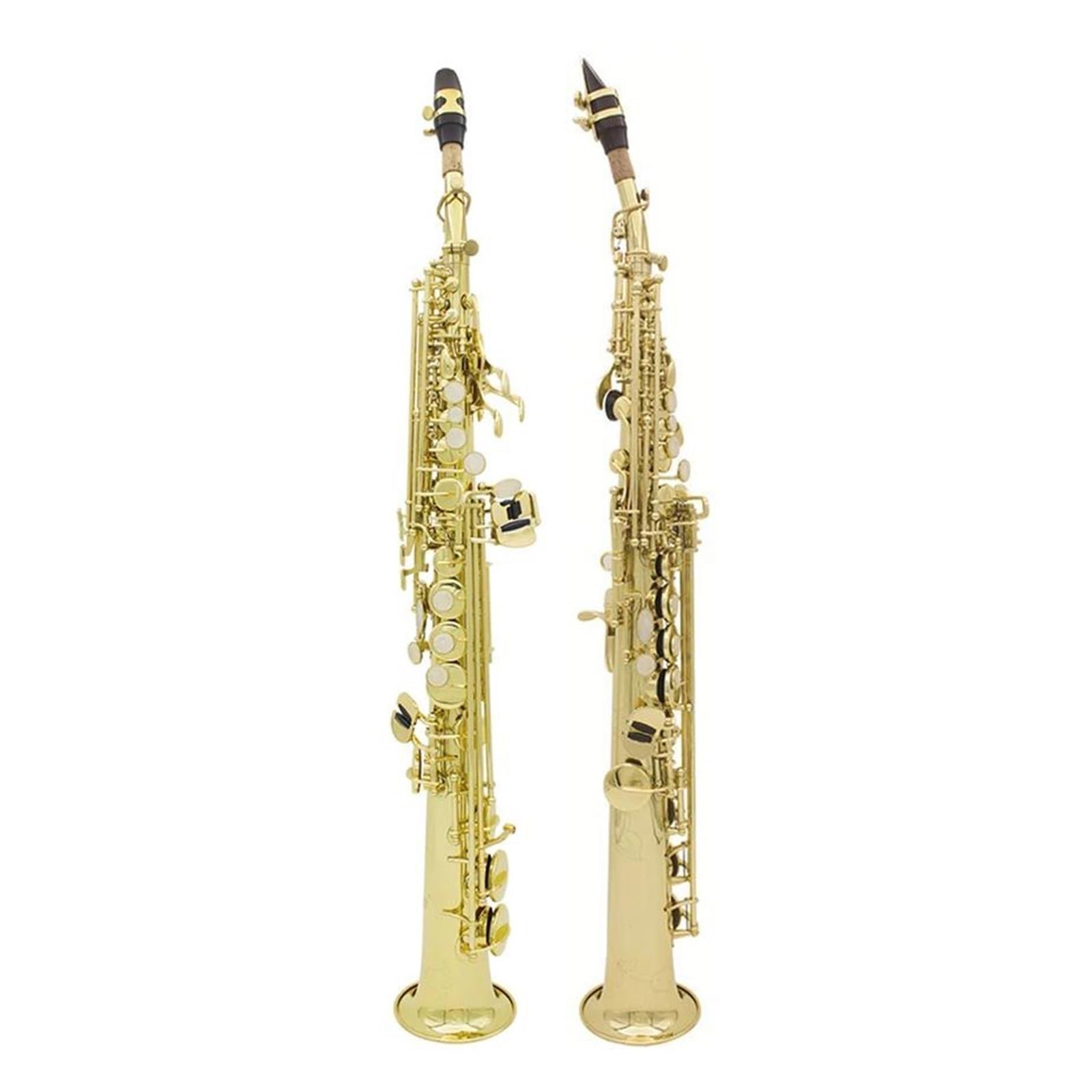 Saxofón Soprano para Amantes de la música, Instrumento Profesional de Tubo Recto de latón en SIB con Caja, lengüetas, Piezas y Accesorios.,Golden