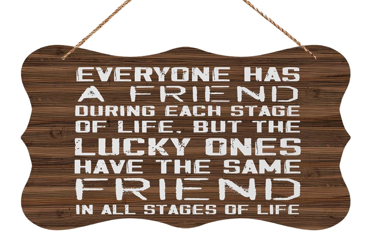 Wooden Wall Decor Friend Everyone Has A Friend During Each Stage of Life | Office Bathroom Rustic Wall Plaques Hanging Decor | 12x6 Inch