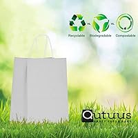 Vista 21 de Qutuus Bolsas de regalo de papel negro con asas, 50 unidades de 8 x 4.5 x 10 pulgadas, bolsa de papel kraft negro con asas a granel para compras