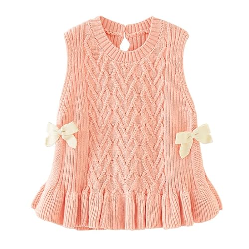 Toddler Baby Girls Sleeveless Sweater Dress Kids Girl Oversized Round Neck Knit Sweater Vest Tunic Skirt Pullover Top Tutu Dress Baby Knitted Fall Outfit Autumn Winter Clothes Pink 4-5 Years #TOP18