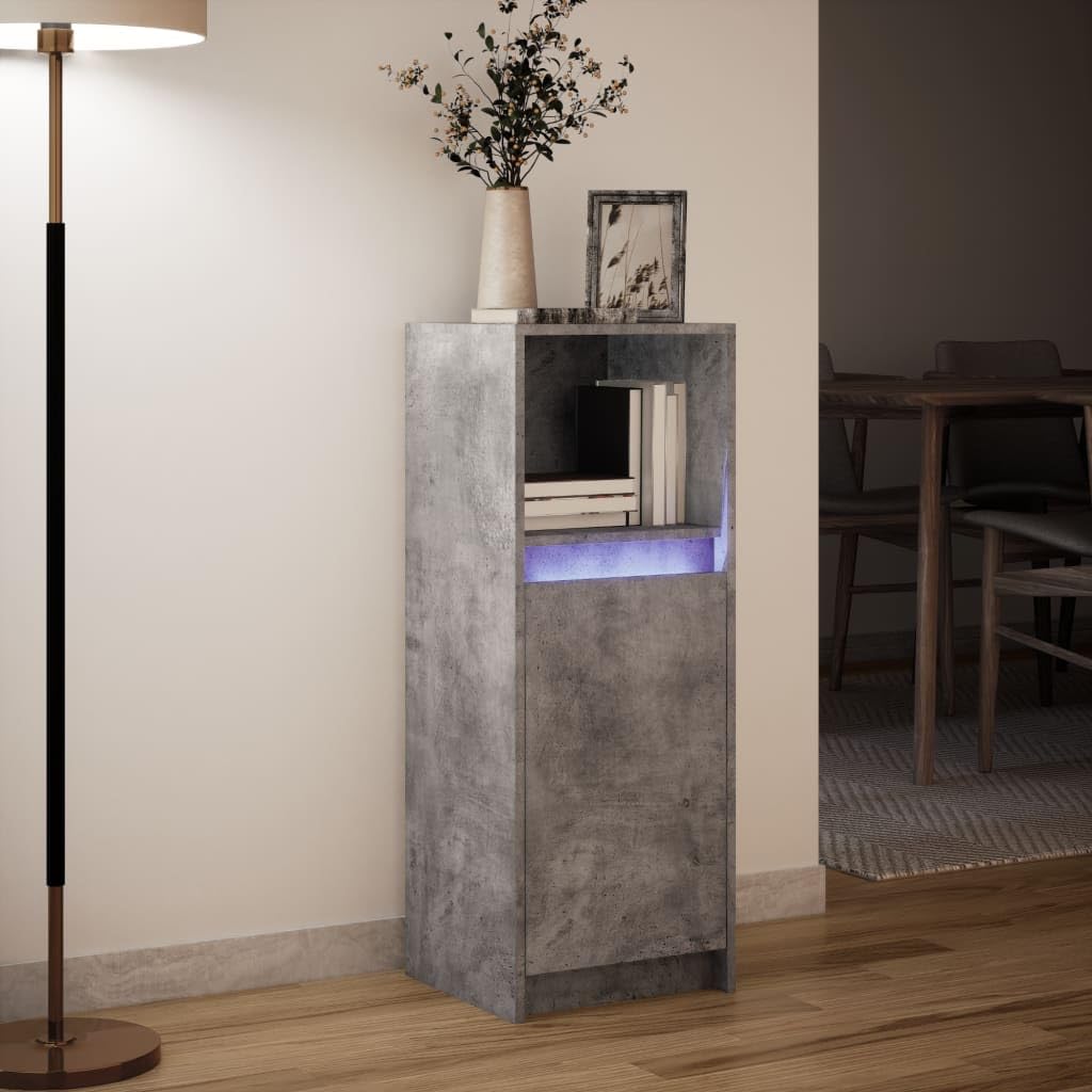 vidaXL Credenza con LED Grigio Cemento 38x34x100 cm Legno Multistrato