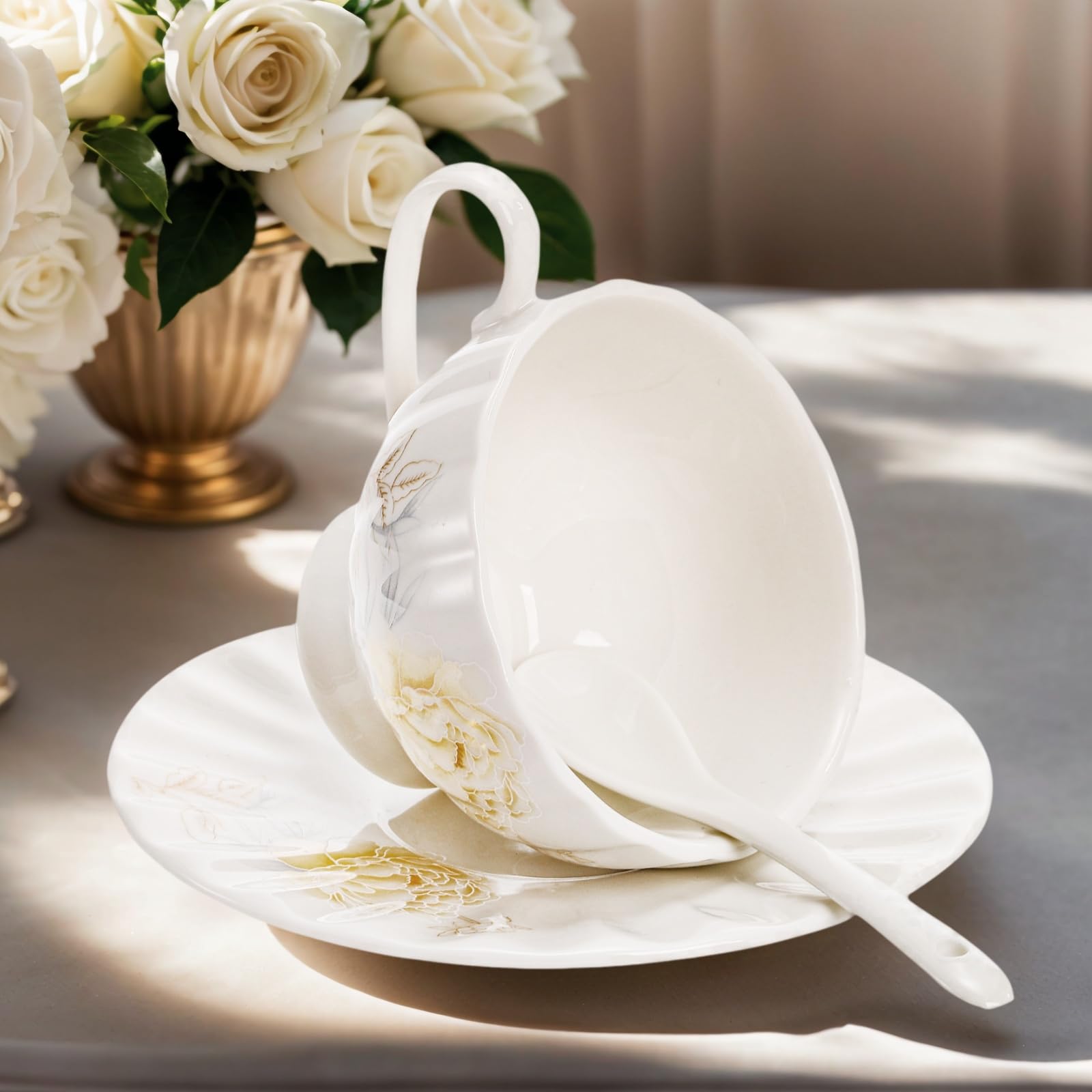 Tea Cup And Saucer Set Of 2 Set Of 6 Floral Tea Cups & Saucers With ...