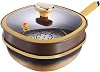Titanium Cooking Pan | 12in Titanium Alloy Non Stick Frying Pan with Lid | Multi-Purpose Deep Saute Pans | Non Stick Frying Pot for Home Kitchen Camping, Electric Induction Cooktop Camping Use