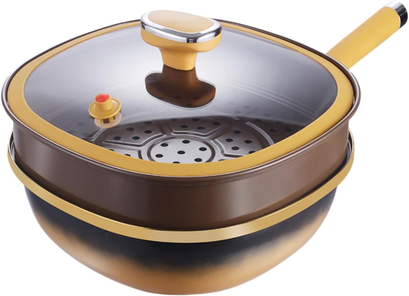 Titanium Cooking Pan | 12in Titanium Alloy Non Stick Frying Pan with Lid | Multi-Purpose Deep Saute Pans | Non Stick Frying Pot for Home Kitchen Camping, Electric Induction Cooktop Camping Use