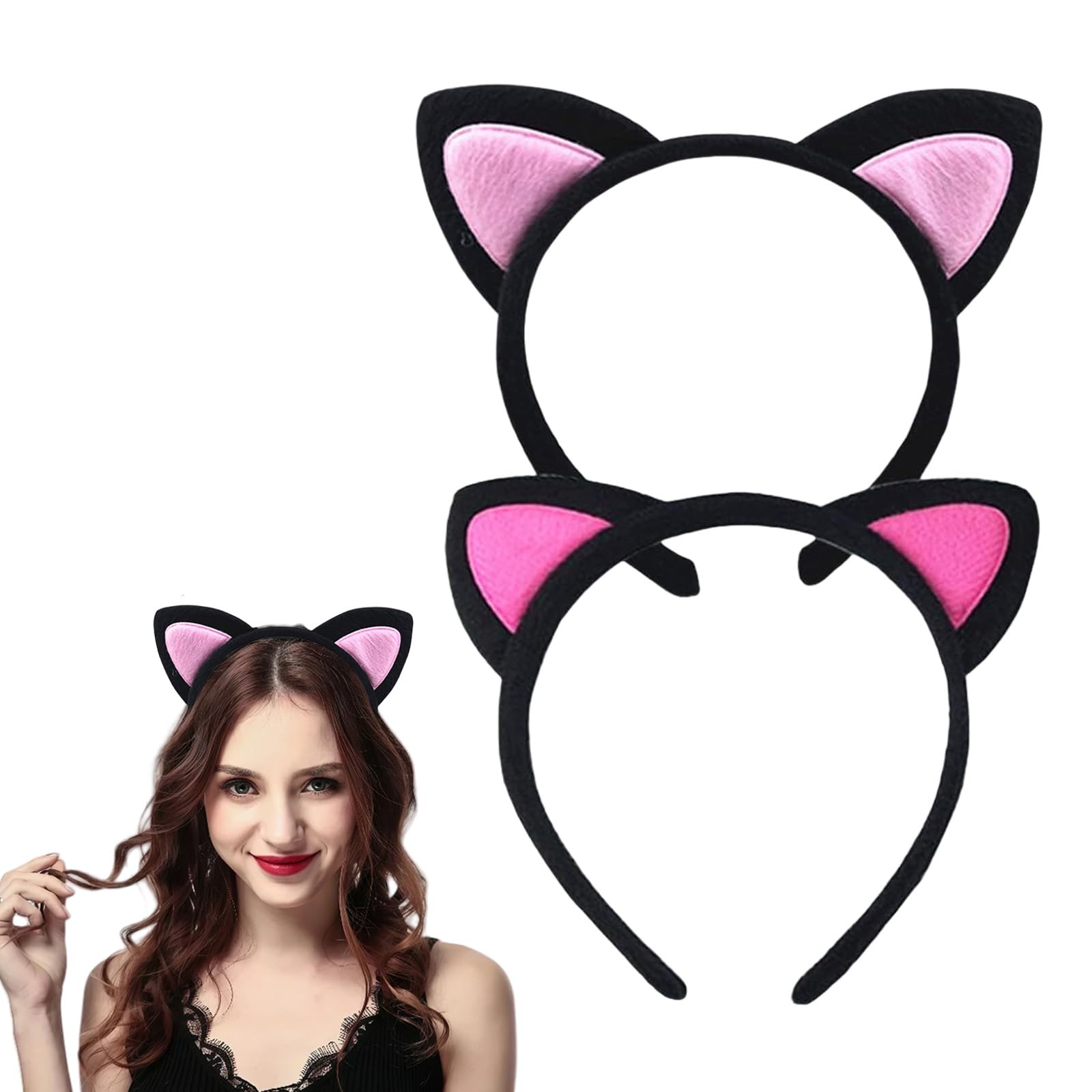 2PCS Random Color Cute Lovely Hairband Plush Cat Ears Headband Dress Accessory for Children and Adult