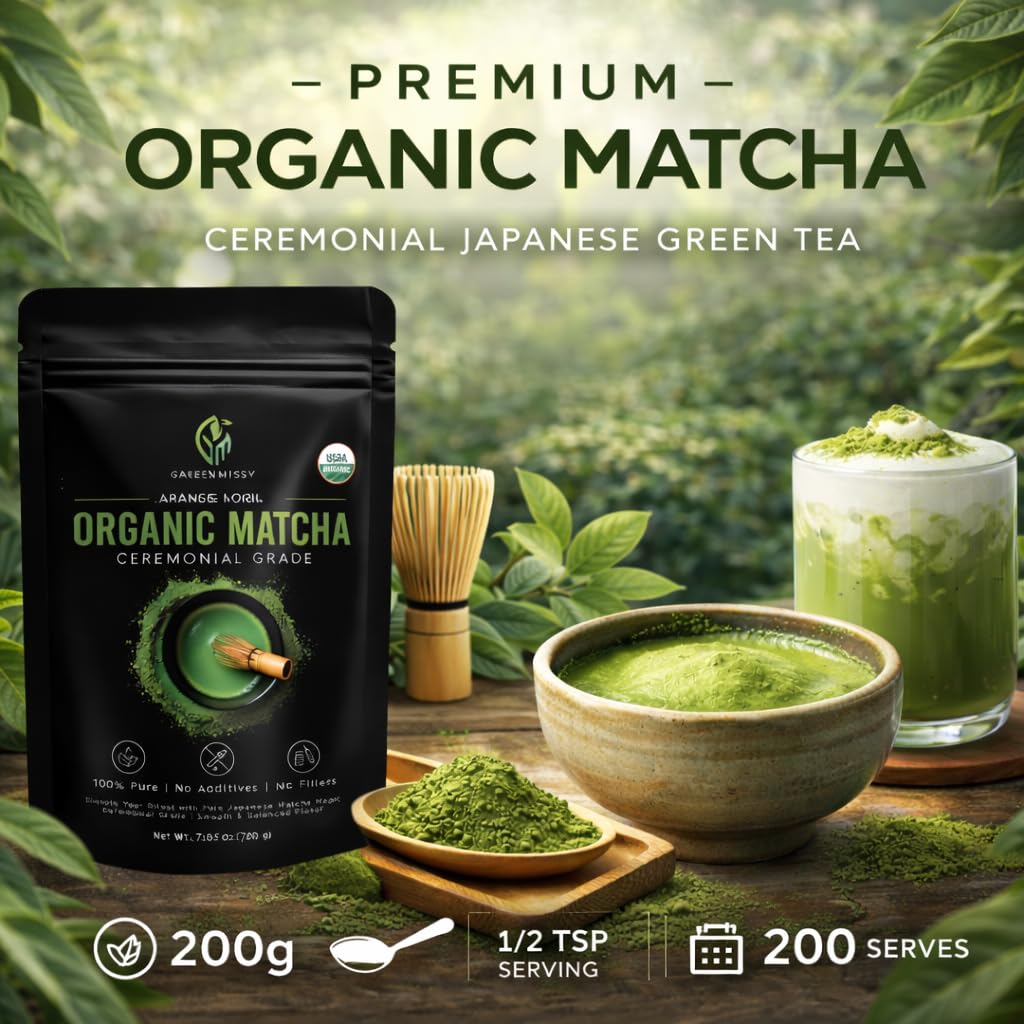 GreenMissy Organic Matcha Powder 7 05 OZ 200 g Premium Ceremonial Grade Authentic Japanese Matcha Green Tea 100 — view 4