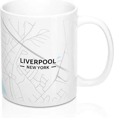 Liverpool - Taza, diseño de mapa de Nueva York, Casual, Blanco