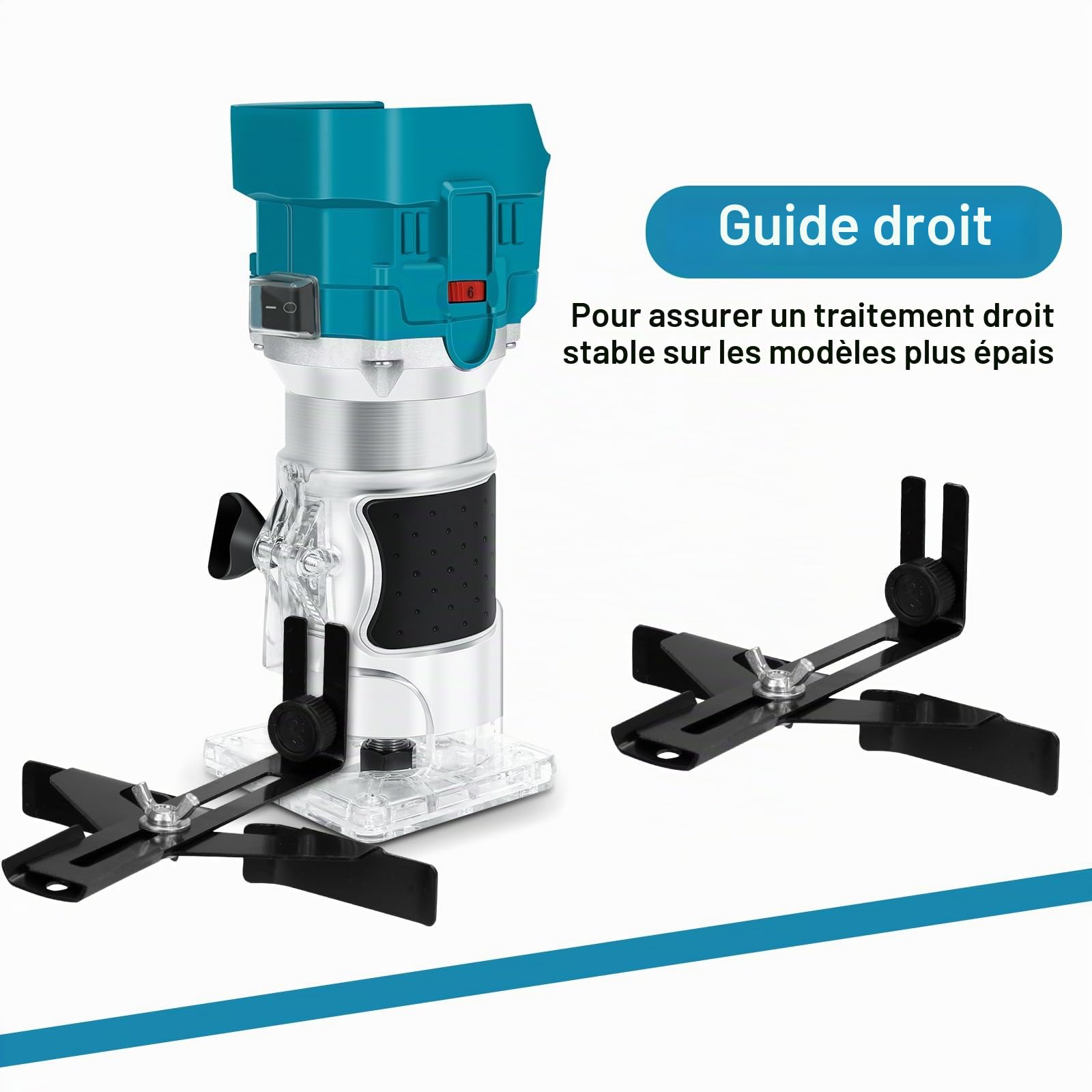 Bois Défonceuse Affleureuse pour Makita 18V Batterie, Routeur à Bois Électrique sans fil 30000r/min avec 15pcs 1/4" Pinces Bits Affleureuse à Bois Électrique Verticale